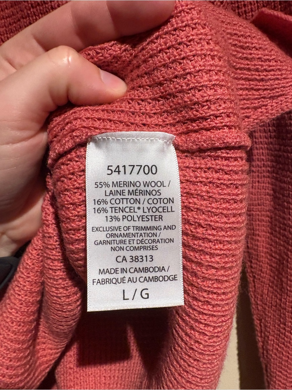 Merino Wool Blend Kersh Waffle Knit Sweater Crewneck Size Large Fall Winter - Picture 6 of 11